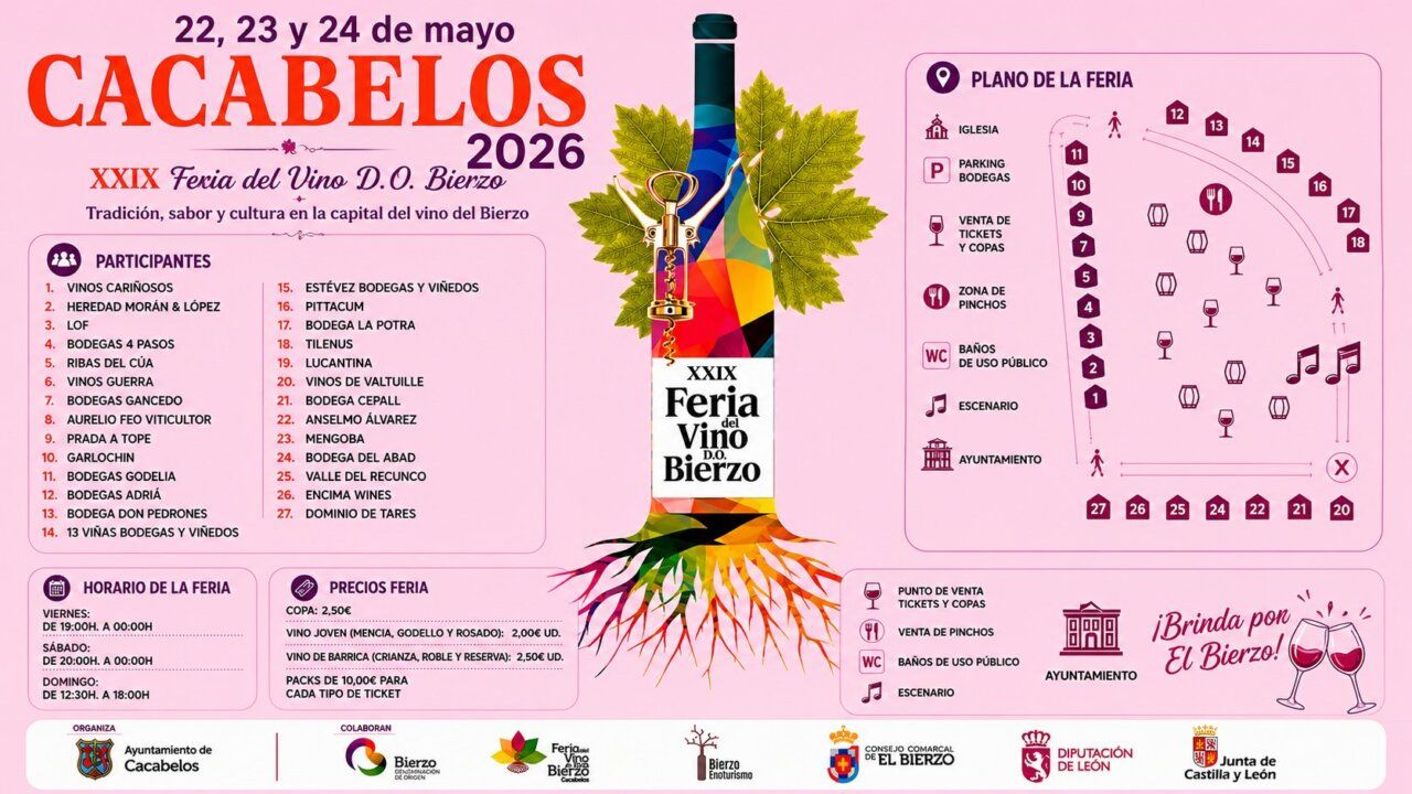 Cartel de la XXIX Feria del Vino D.O. Bierzo en Cacabelos 2026