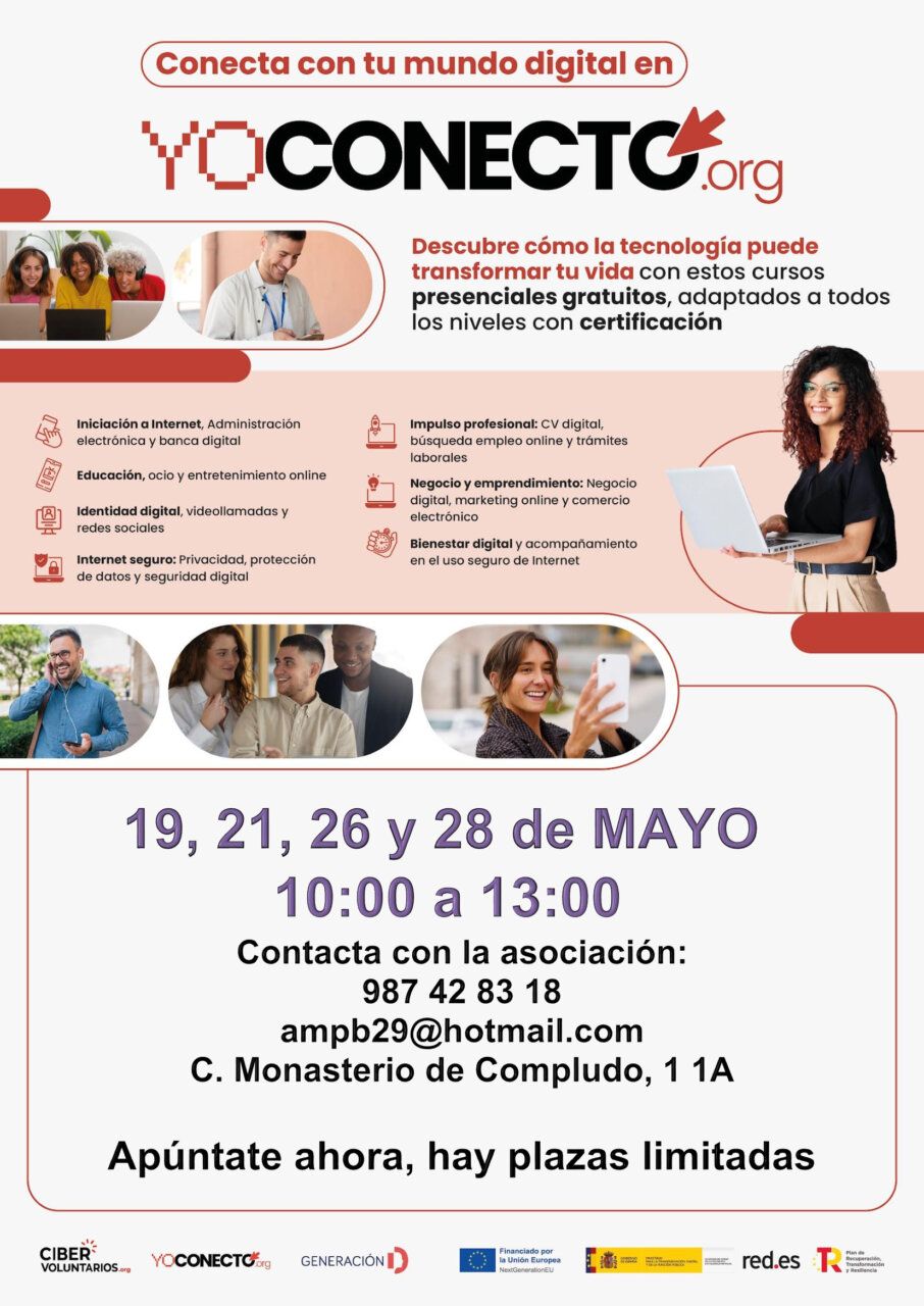Cartel del taller gratuito sobre aplicaciones y trámites digitales en Ponferrada