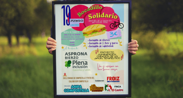 Cartel del bocadillo solidario organizado por Asprona Bierzo