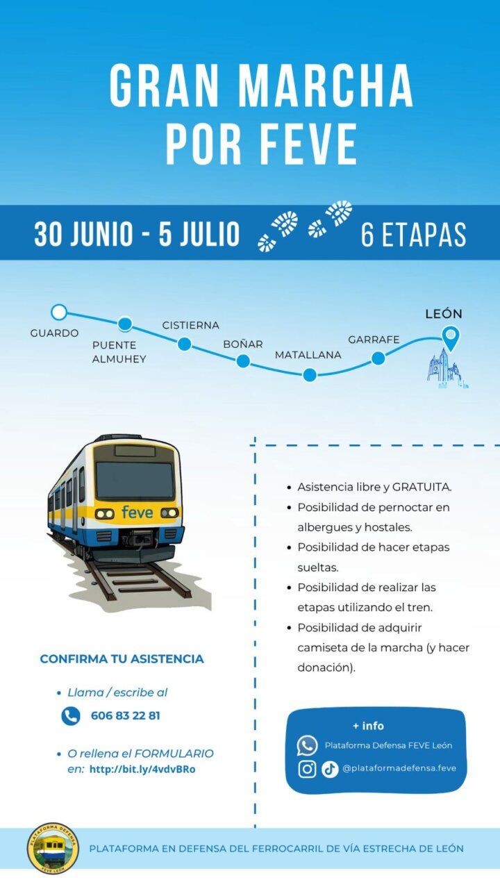 Cartel de la gran marcha por FEVE entre Guardo y León