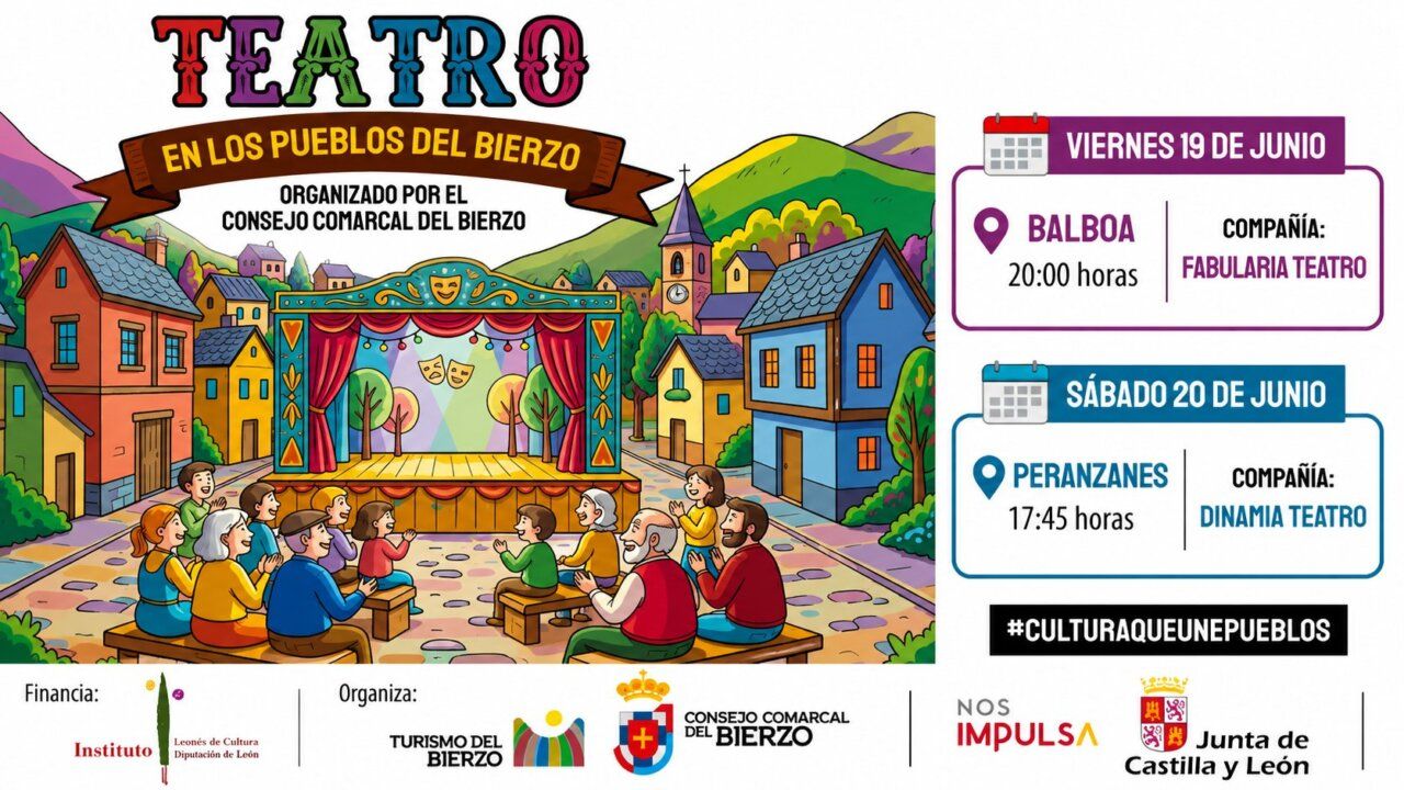 Cartel del evento de teatro en Balboa y Peranzanes
