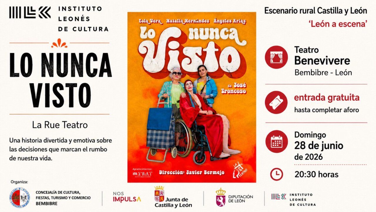 Cartel de la obra teatral Lo nunca visto en Bembibre