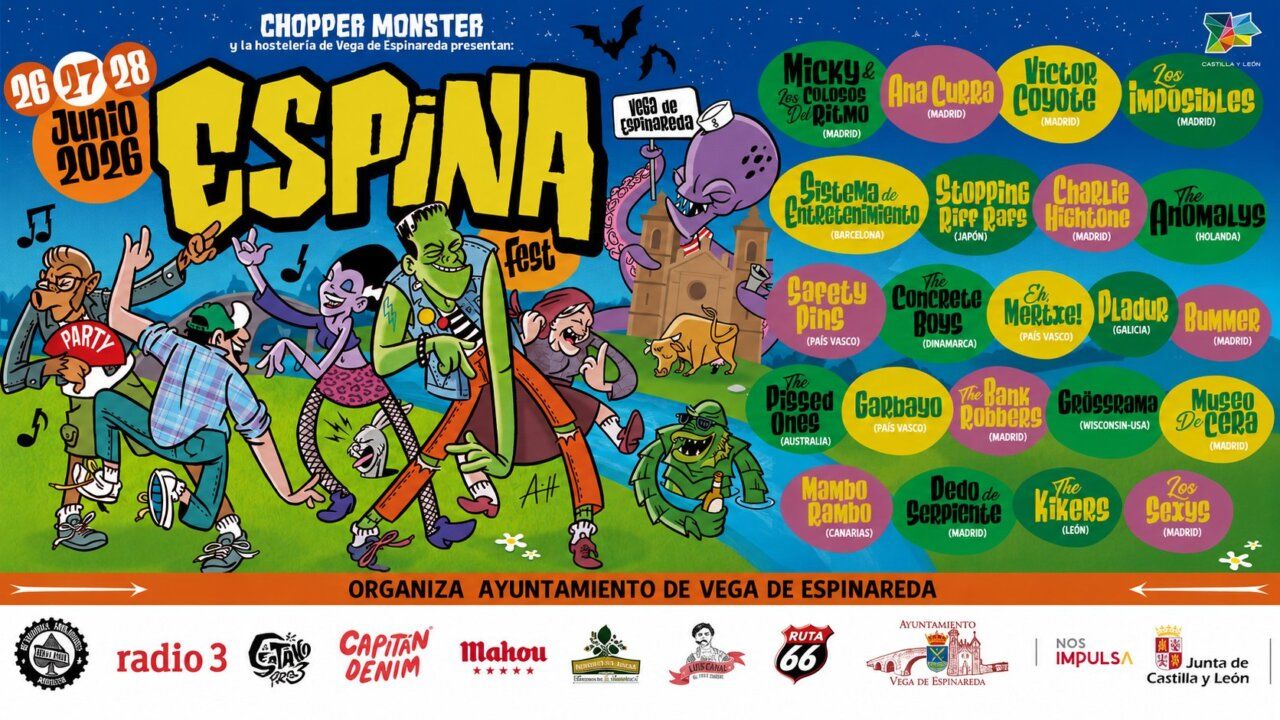 Cartel del Espina Fest 2026 en Vega de Espinareda con bandas de rock y punk.