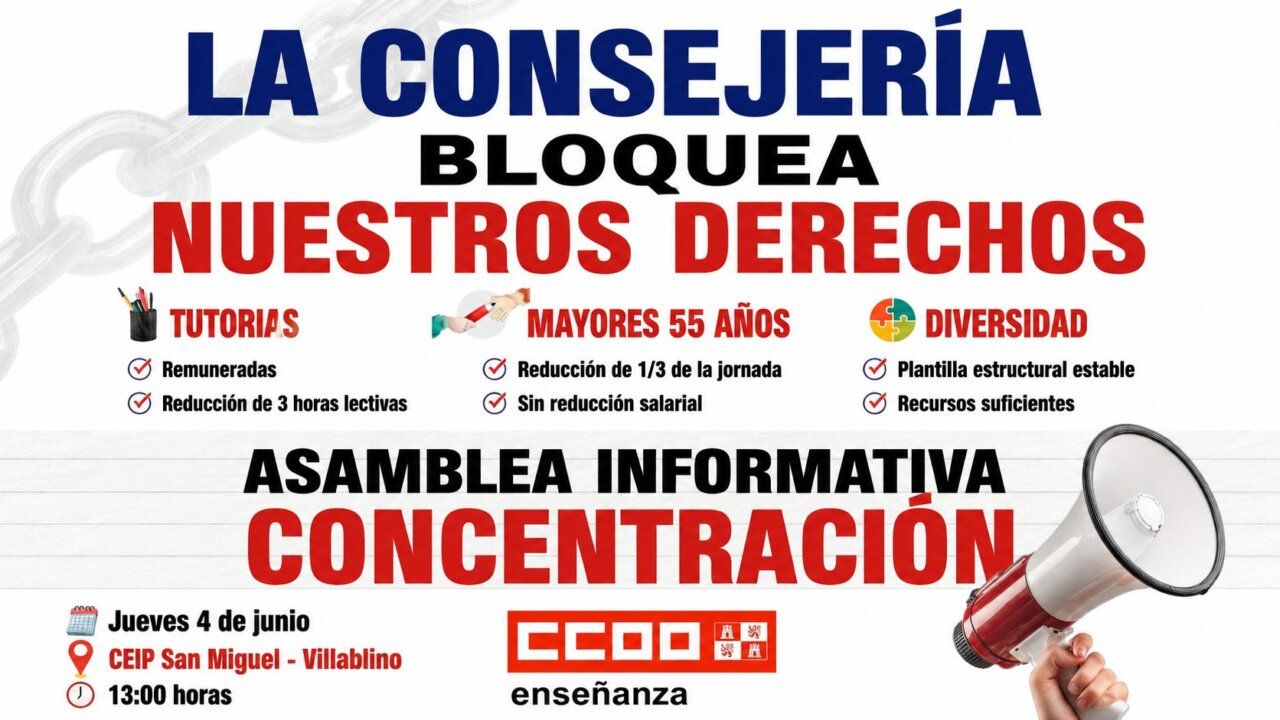 Cartel de la convocatoria de asambleas y concentraciones de CCOO en Villablino