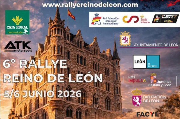 Coche de rallye en acción durante el Rallye Reino de León 2026