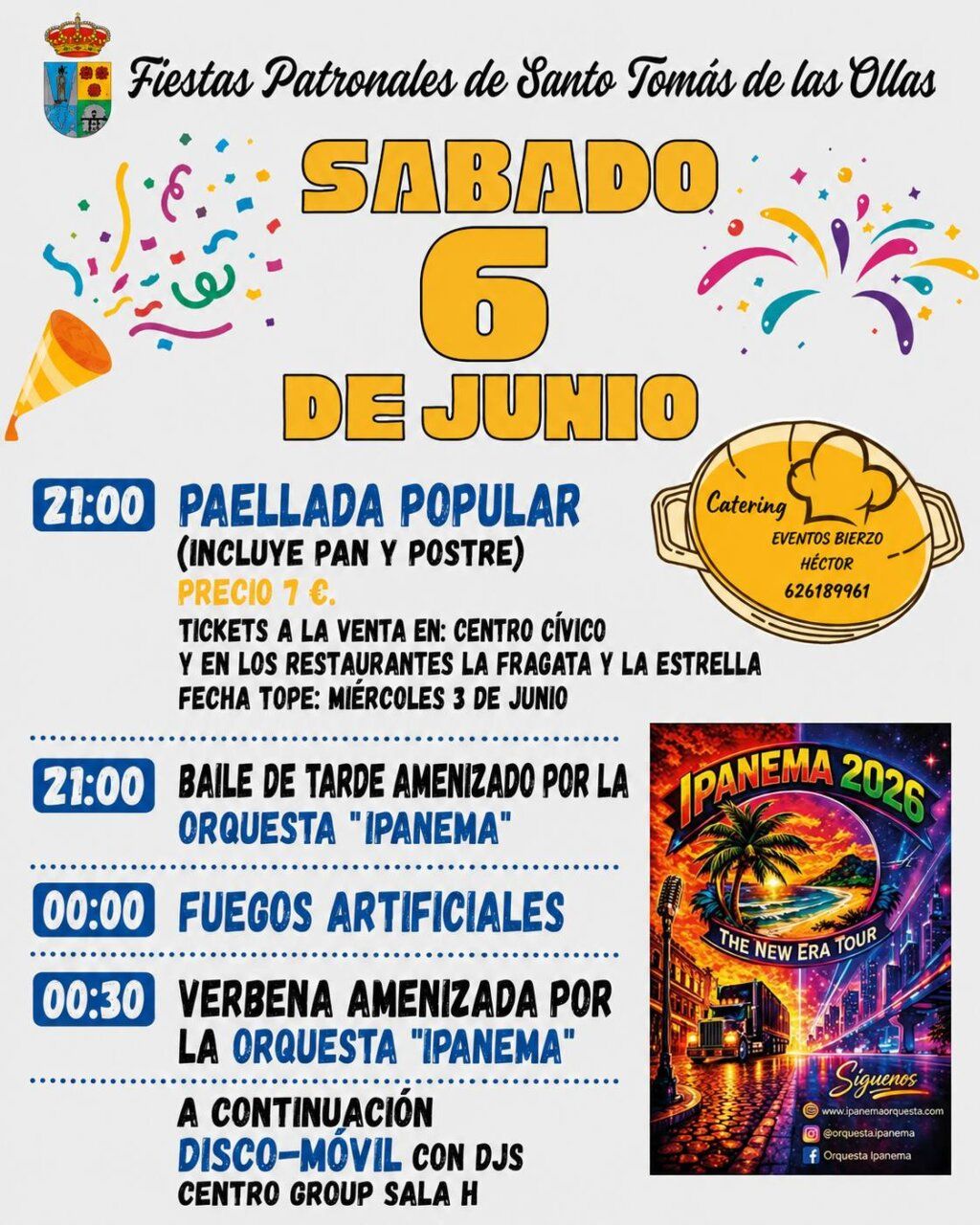 Cartel de las Fiestas Patronales de Santo Tomás de las Ollas 2026