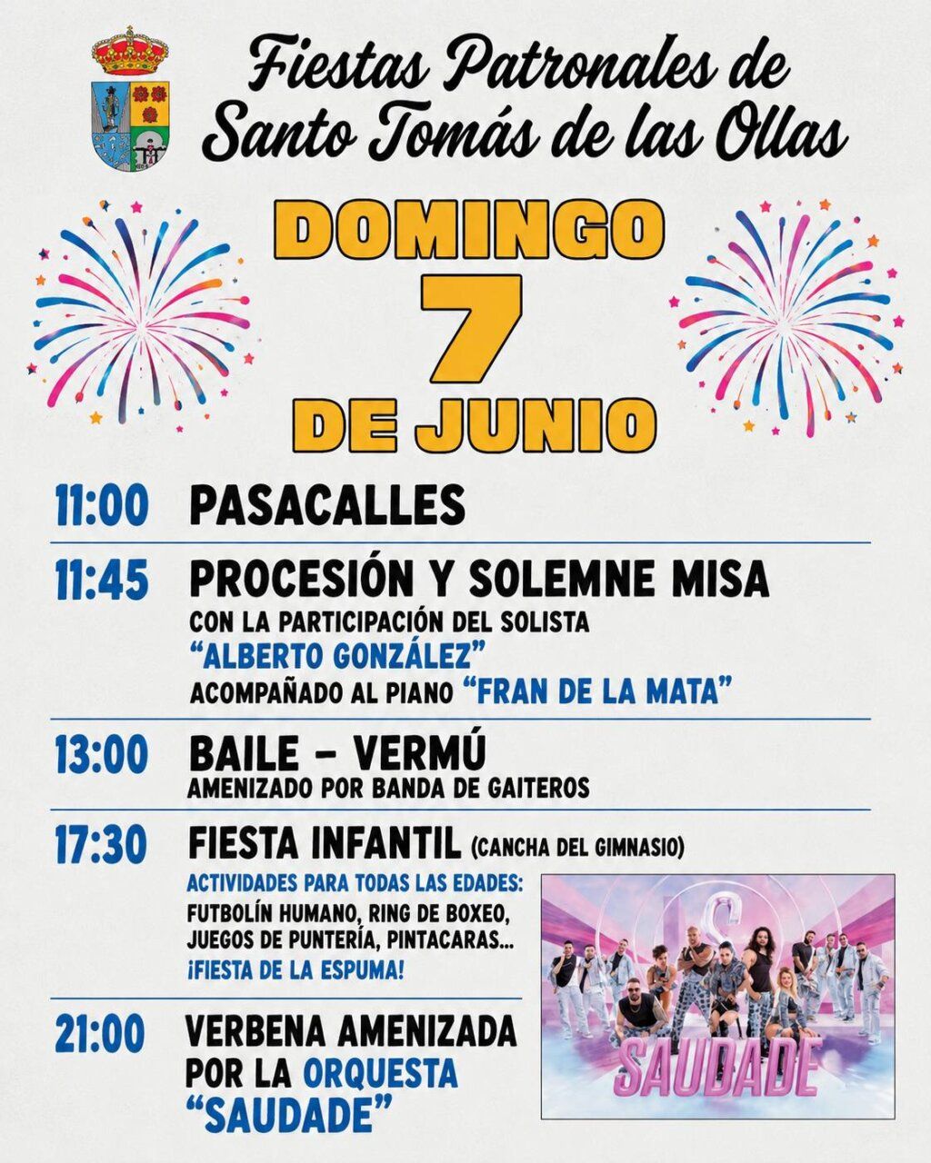 Cartel de las fiestas patronales de Santo Tomás de las Ollas con actividades programadas