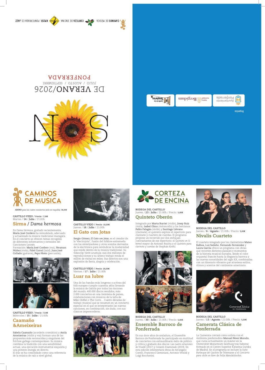 Programa cultural SON 2026 con actividades de música y teatro en Ponferrada