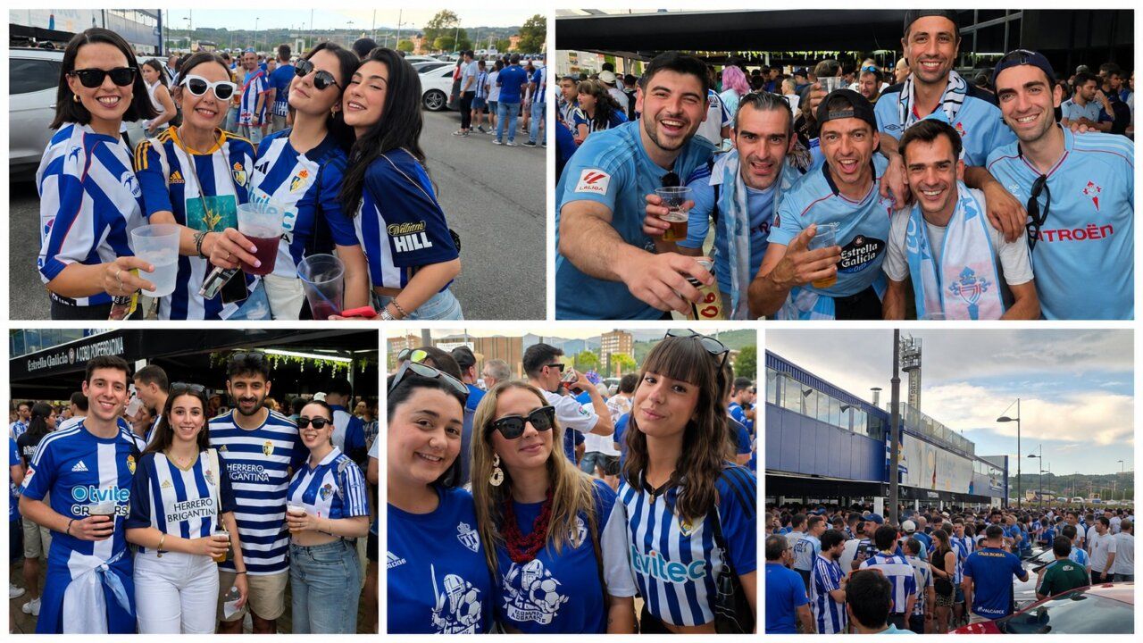 Aficionados de la Ponferradina y Celta B en un evento deportivo