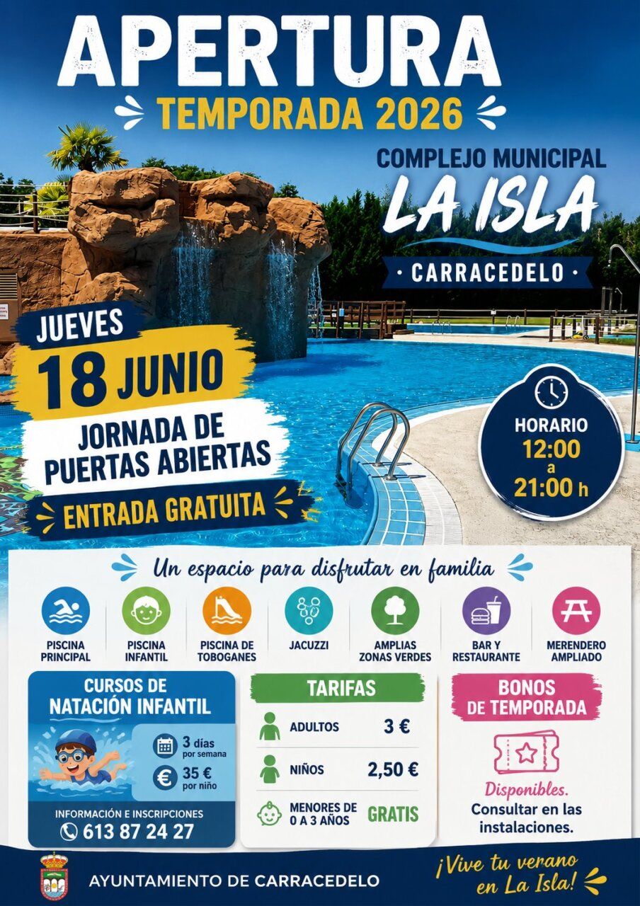 Inauguración del Complejo Municipal La Isla en Carracedelo con piscina y actividades