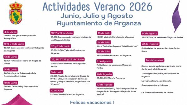 Programación de actividades culturales y deportivas en Arganza para el verano de 2026