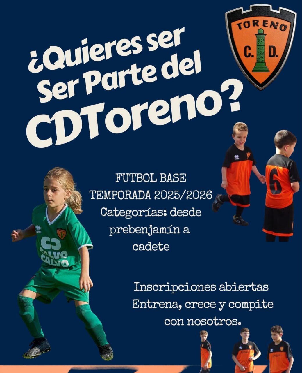 Niños jugando al fútbol en el Club Deportivo Toreno