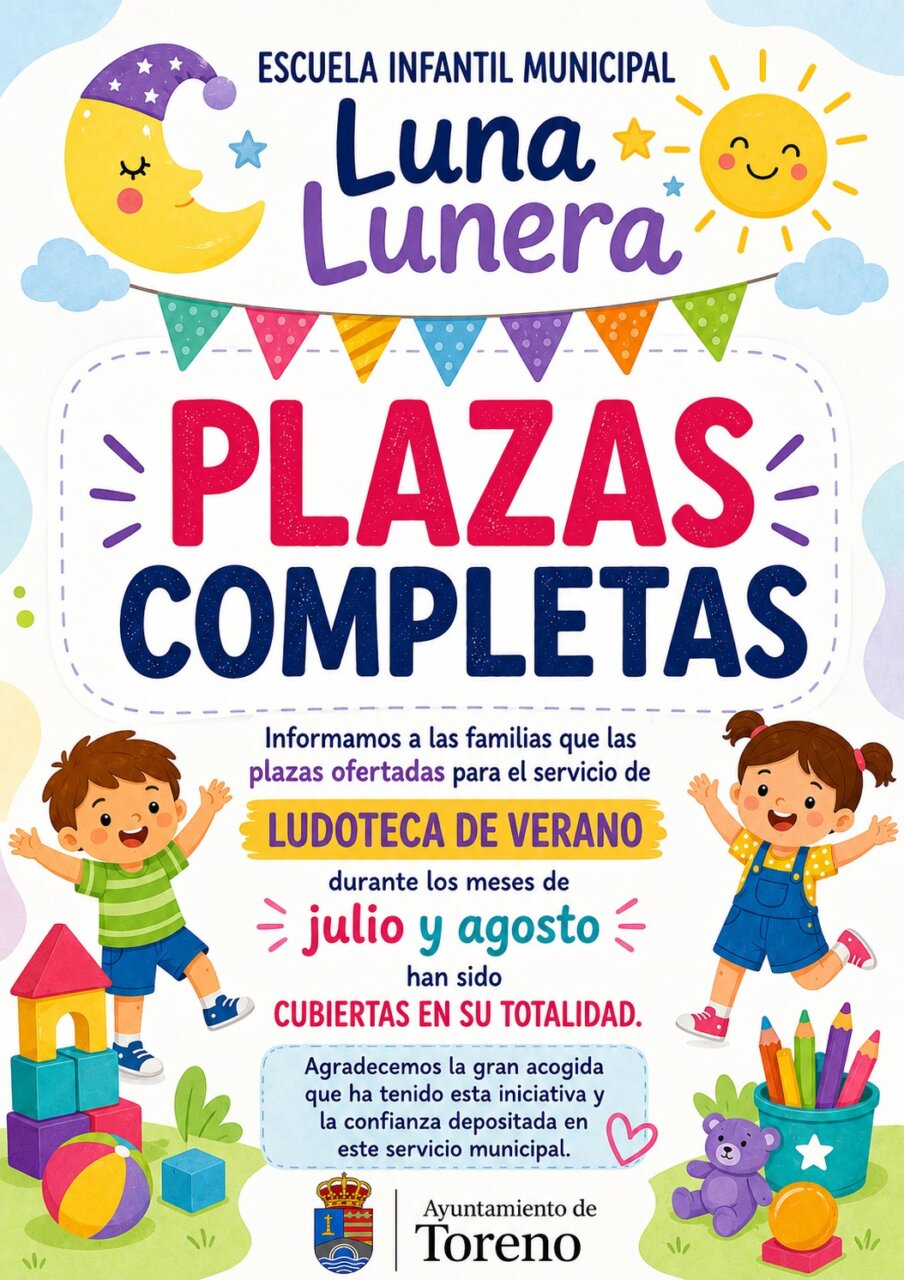 Cartel informativo sobre la Ludoteca de Verano en Toreno