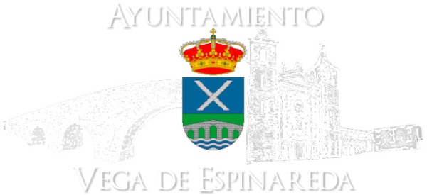 Logotipo del Ayuntamiento de Vega de Espinarada con puente y iglesia