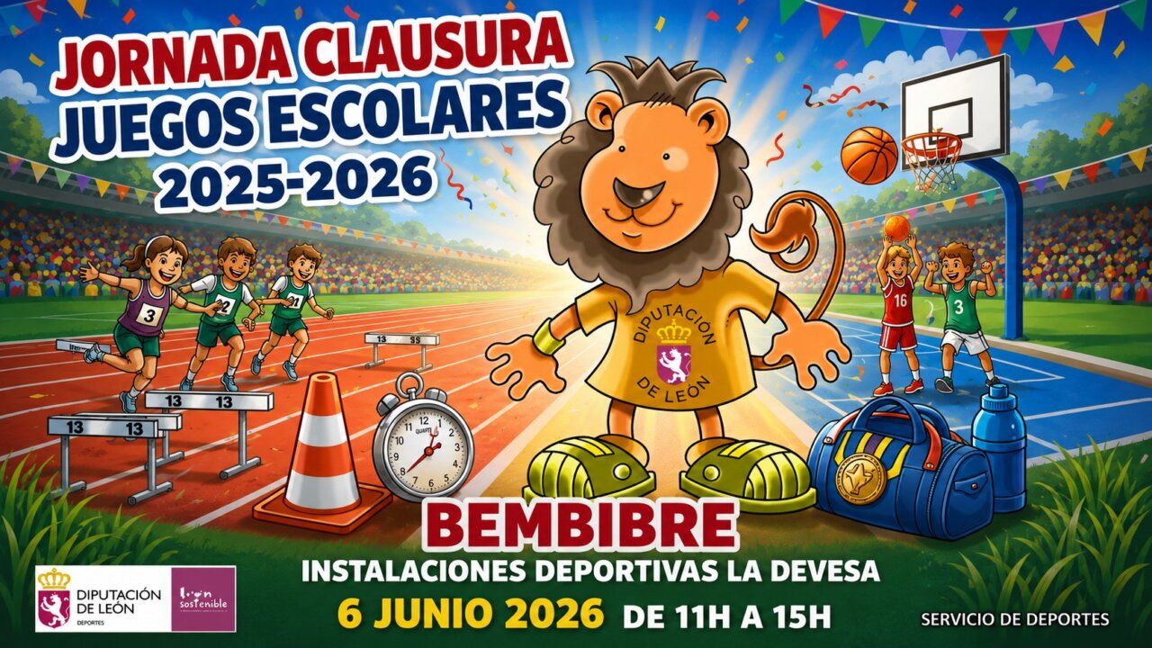 Ilustración de la jornada de clausura de los Juegos Escolares en Bembibre