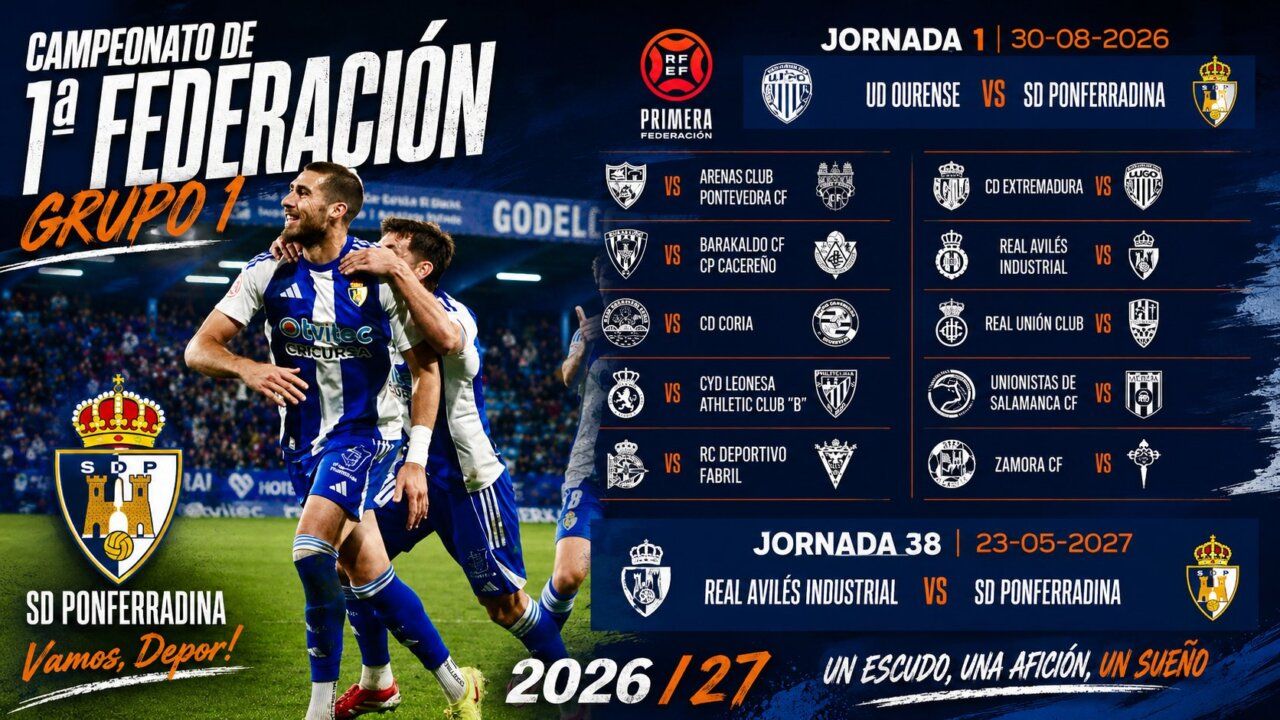 Calendario de la SD Ponferradina para la temporada 2026-2027
