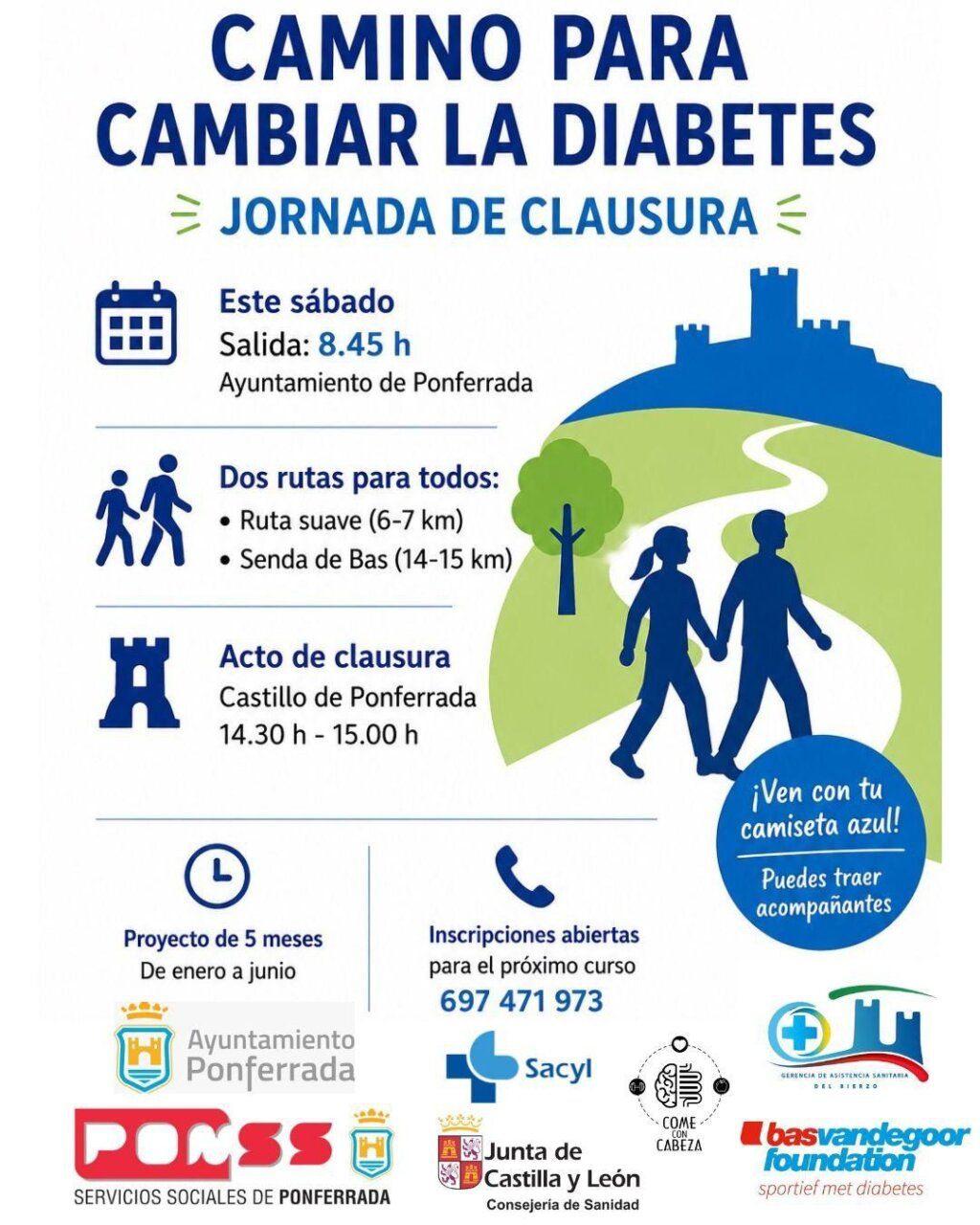Cartel del evento Camino para Cambiar la Diabetes en Ponferrada