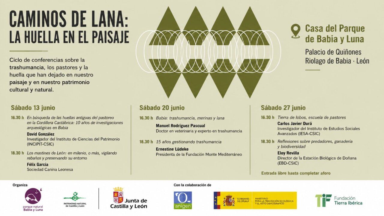 Cartel del ciclo de conferencias sobre caminos de lana en Babia y Luna