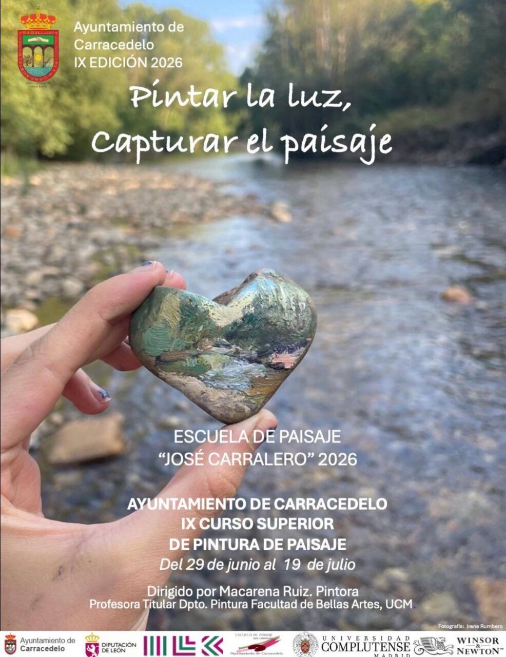 Pintura de paisaje en una piedra en Carracedelo