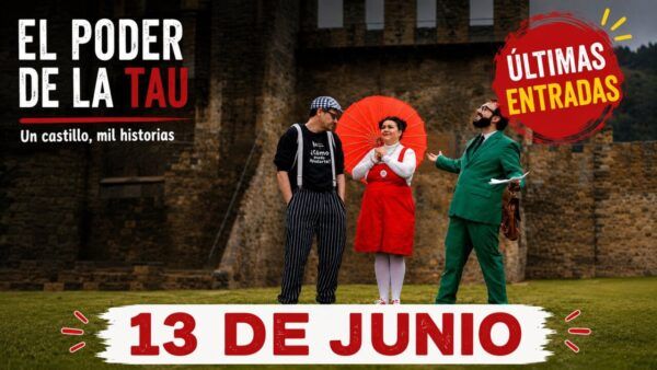 Tres personajes animados en el Castillo de los Templarios