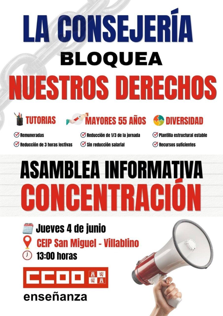 Cartel de asamblea informativa de CCOO en Villablino
