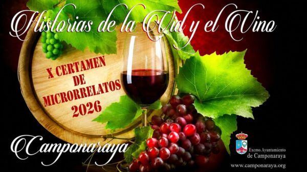 Cartel del X Certamen de Microrrelatos sobre vino y vid en Camponaraya