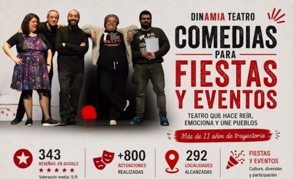 Actores de Dinamia Teatro en una presentación de comedias para eventos