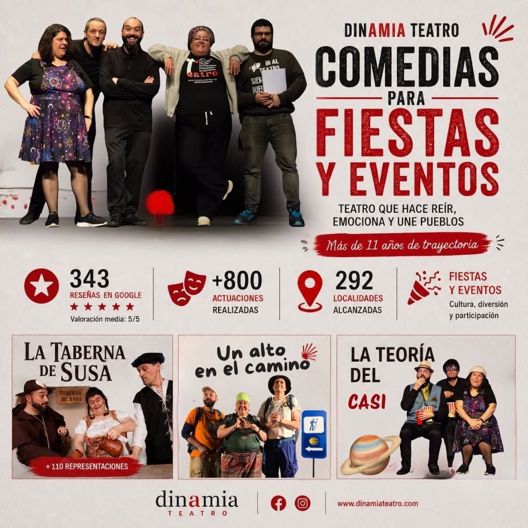 Actores de Dinamia Teatro en una presentación de comedias para eventos