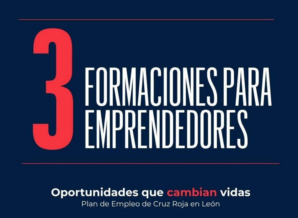 Cartel de formaciones para emprendedores de Cruz Roja en León