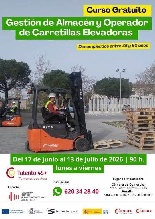 Curso gratuito de gestión de almacén y carretillas elevadoras para desempleados