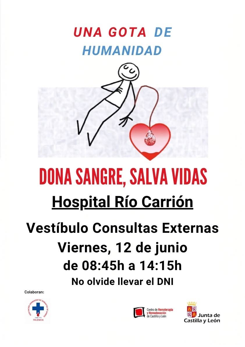 Cartel de donación de sangre en Castilla y León con información del evento.