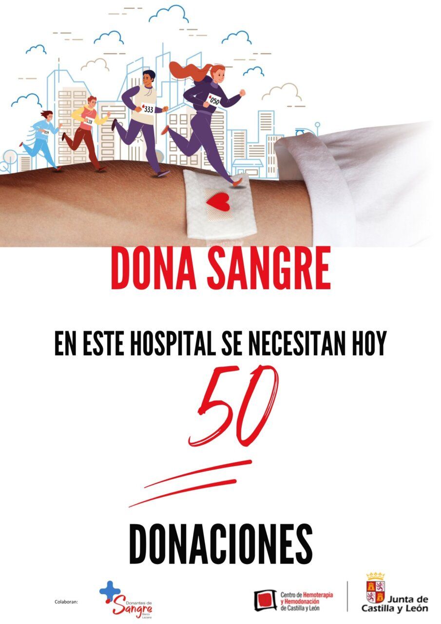 Cartel que promueve la donación de sangre en el Hospital El Bierzo