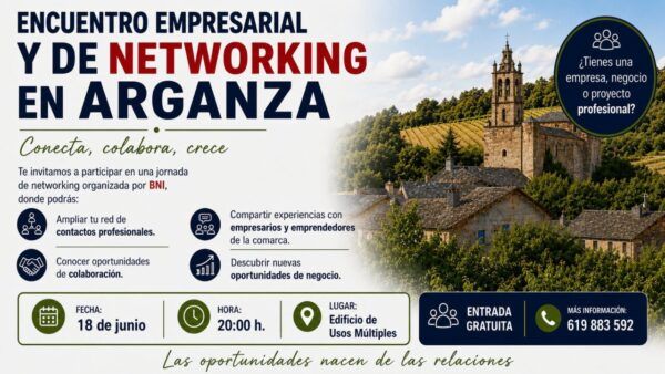 Cartel del encuentro empresarial y de networking en Arganza