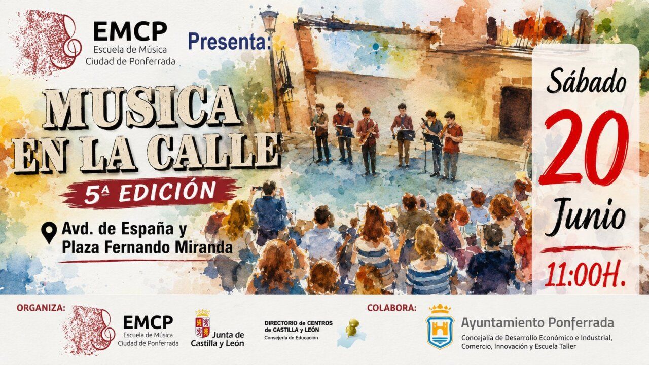 Concierto al aire libre de la Escuela de Música en Ponferrada