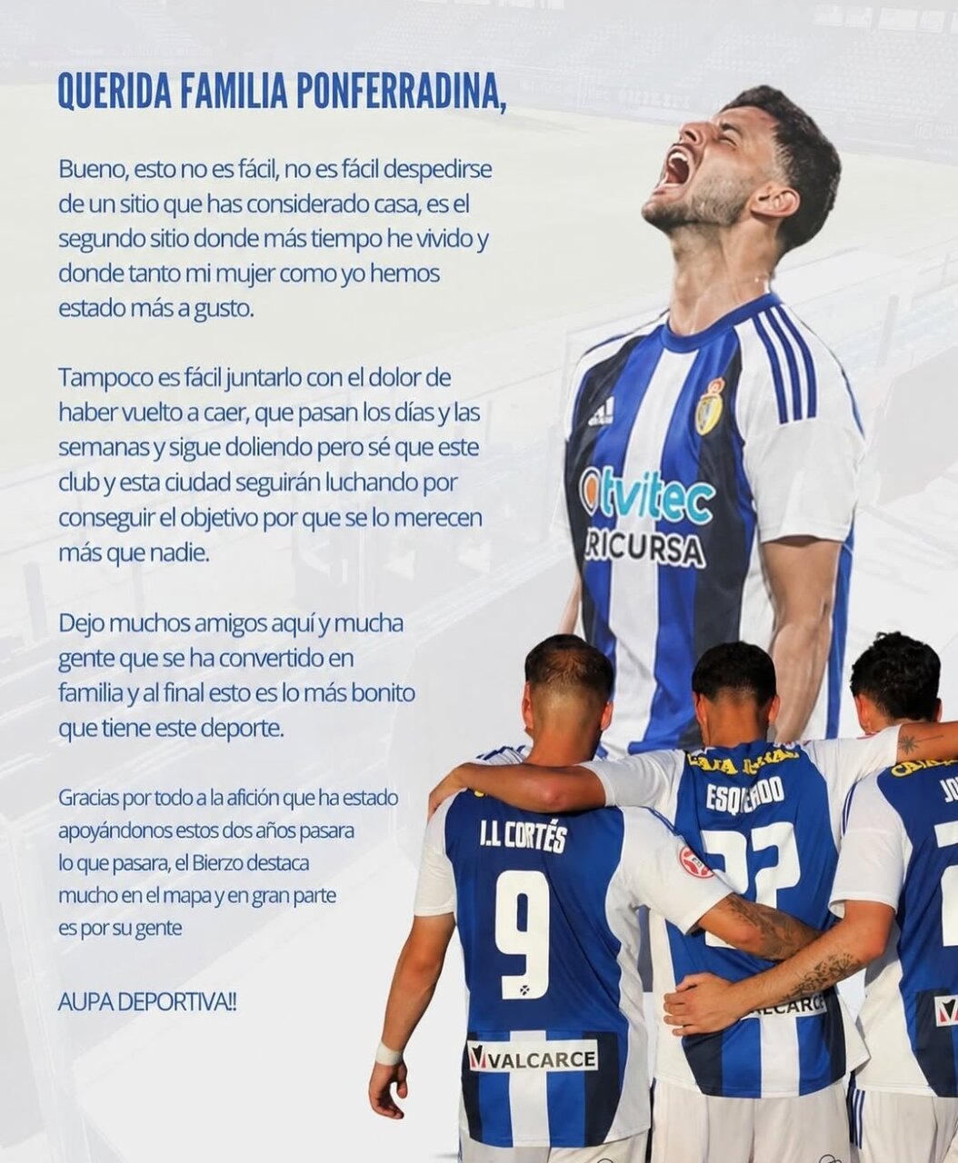 Esquerdo se despide de la afición de la SD Ponferradina.