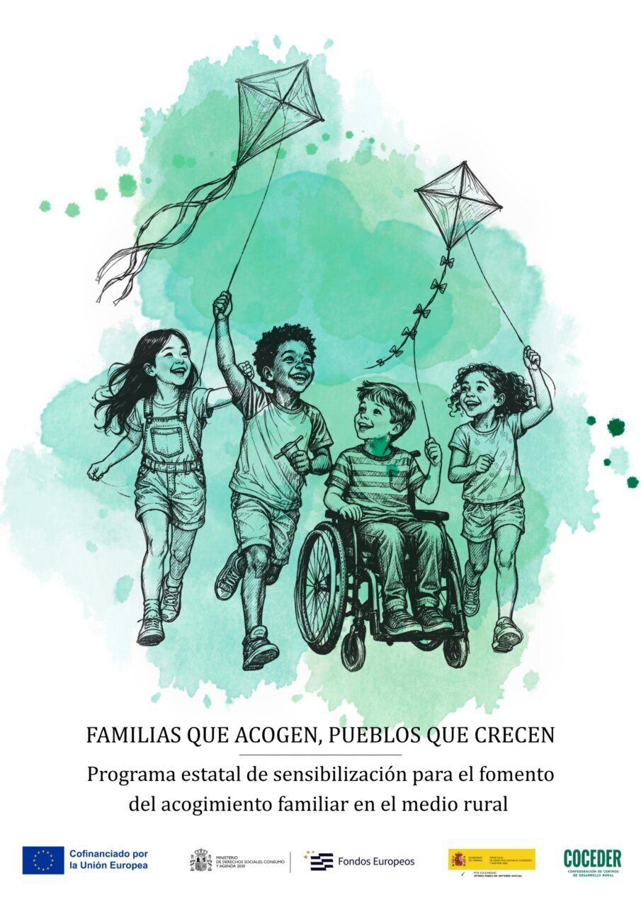 Ilustración de niños volando cometas en un entorno rural
