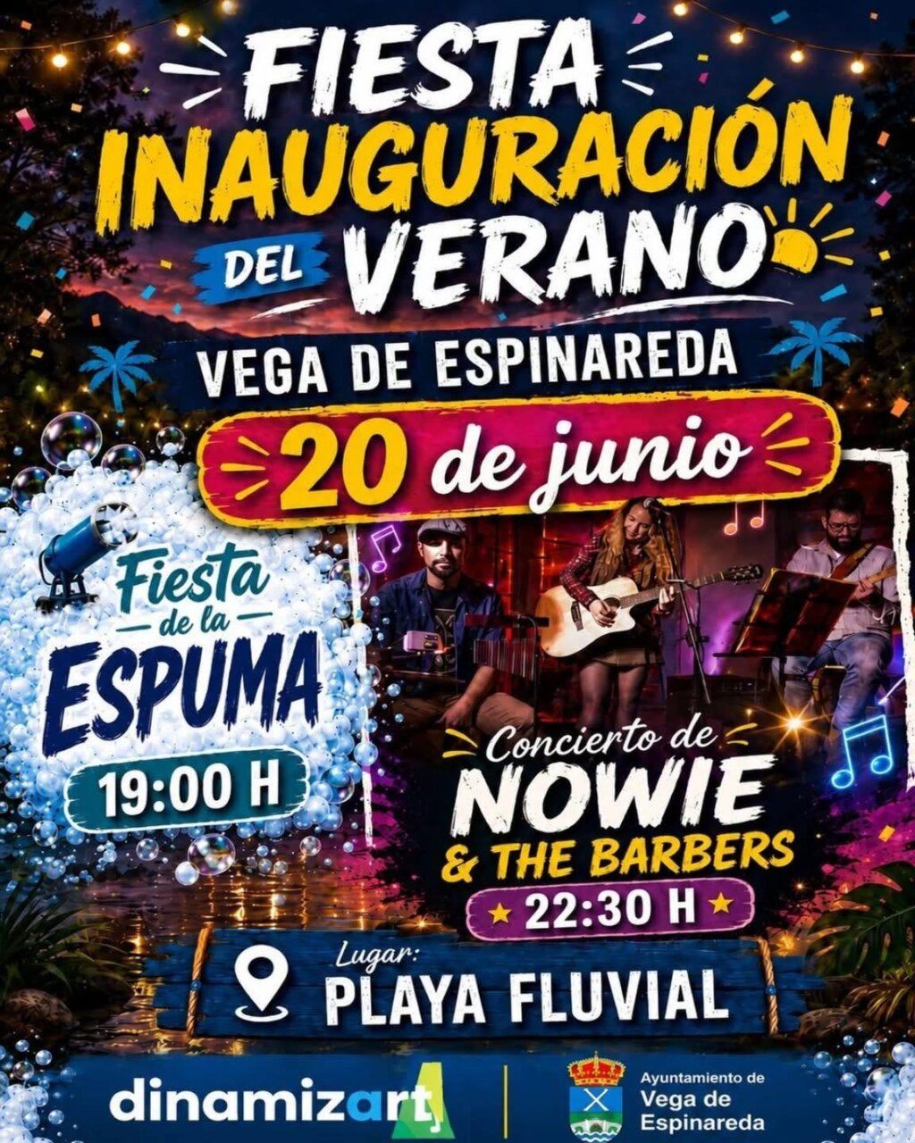 Cartel de la fiesta de inauguración del verano en Vega de Espinareda