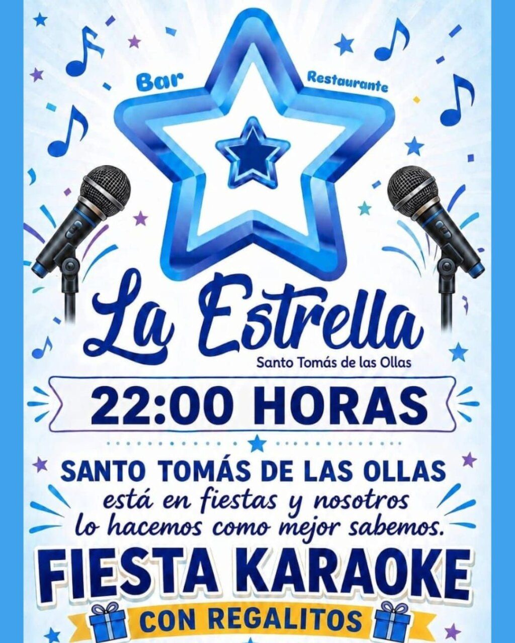Cartel de la Fiesta Karaoke en Santo Tomás de las Ollas