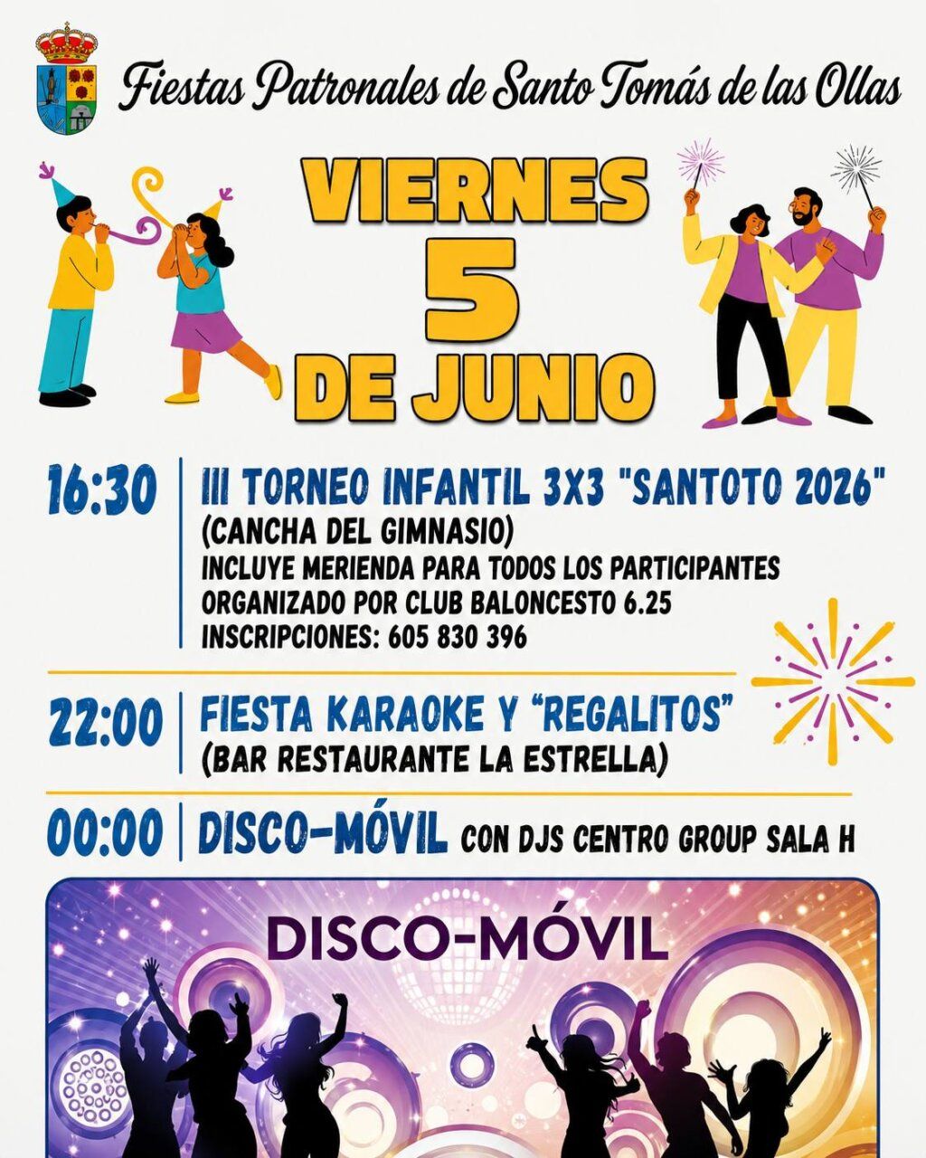 Cartel de las fiestas patronales de Santo Tomás de las Ollas con actividades programadas.