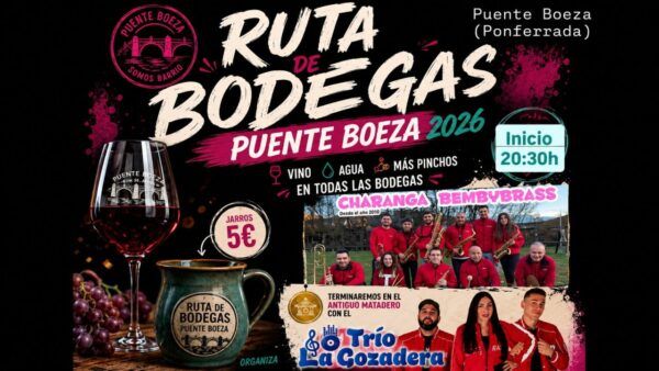 Cartel de la Ruta de Bodegas en Puente Boeza con música y vino