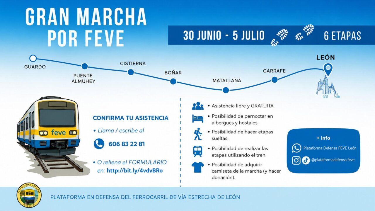 Cartel de la marcha reivindicativa entre Guardo y León en 2026