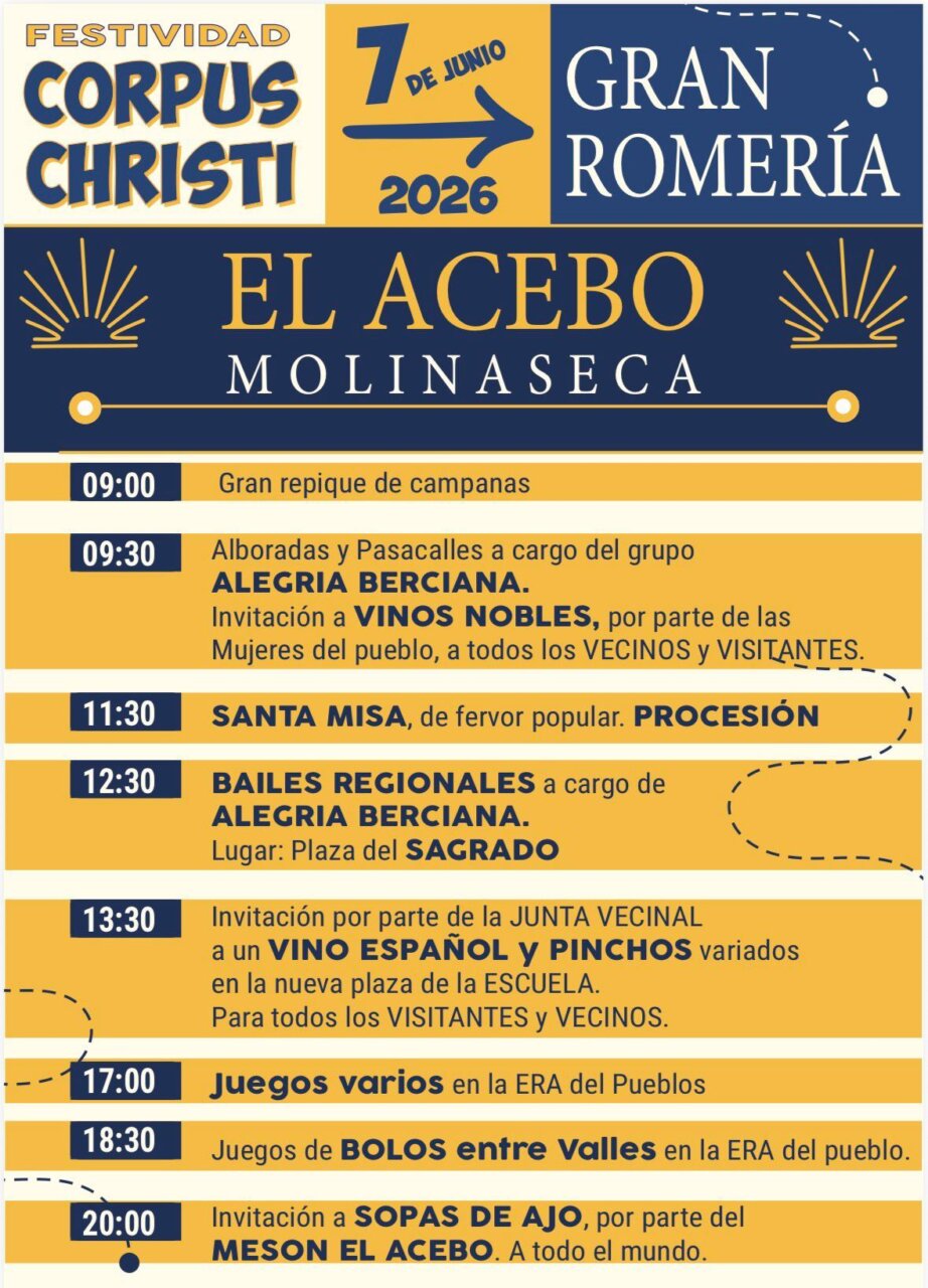 Cartel de la festividad Corpus Christi en El Acebo, Molinaseca.