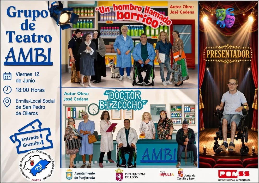 Grupo de teatro AMBI presentando comedias en San Pedro de Olleros