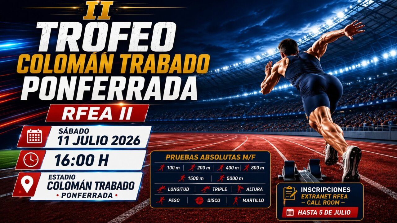 Atleta en la pista durante el II Trofeo Colomán Trabado en Ponferrada
