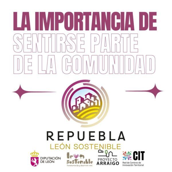Cartel sobre la importancia de sentirse parte de la comunidad en repuebla
