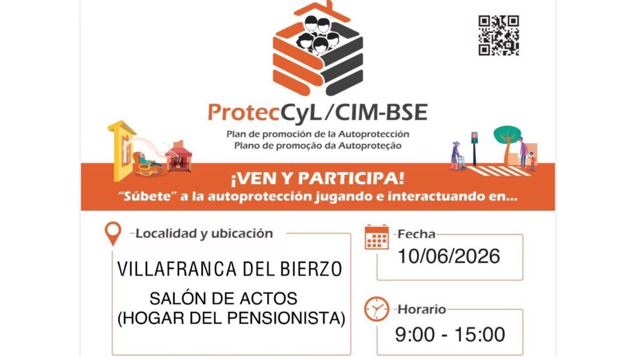 Cartel de jornada sobre autoprotección en Villafranca del Bierzo