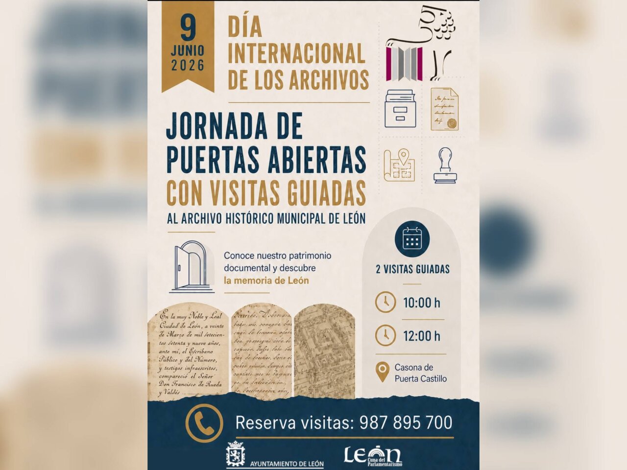 Cartel de la jornada de puertas abiertas en el Archivo Histórico Municipal de León