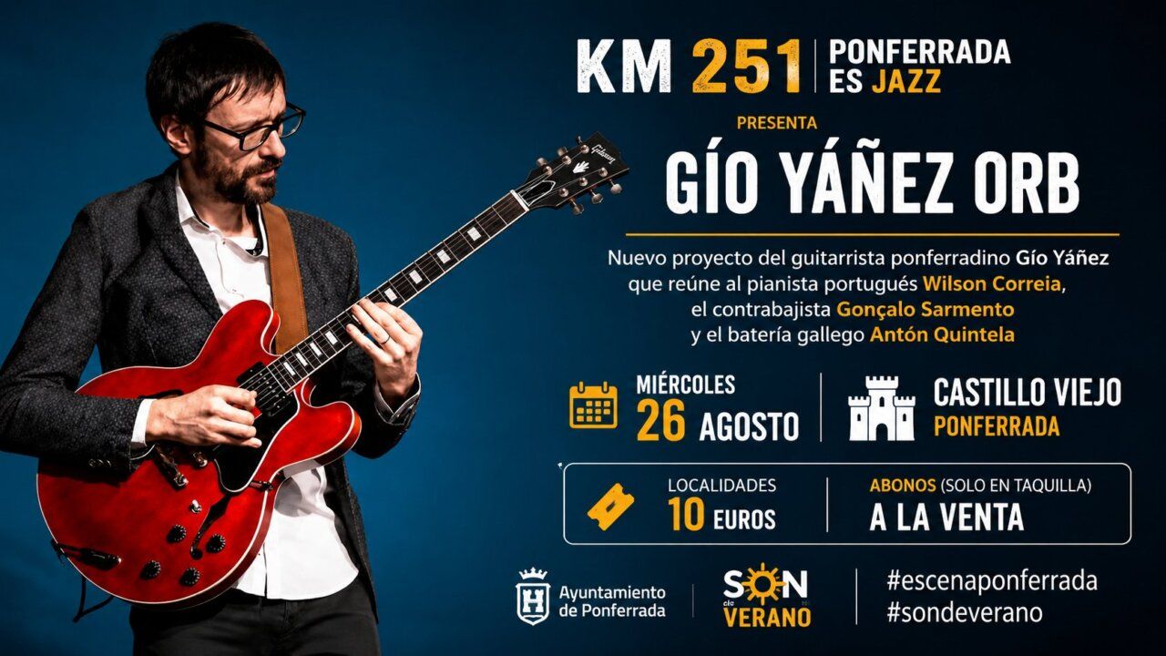 Gío Yáñez tocando la guitarra en el evento KM 251 Ponferrada es Jazz