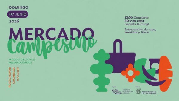 Cartel del Mercado Campesino en Cacabelos con productos locales y actividades culturales