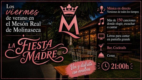 Exterior del Mesón Real de Molinaseca durante la fiesta de verano